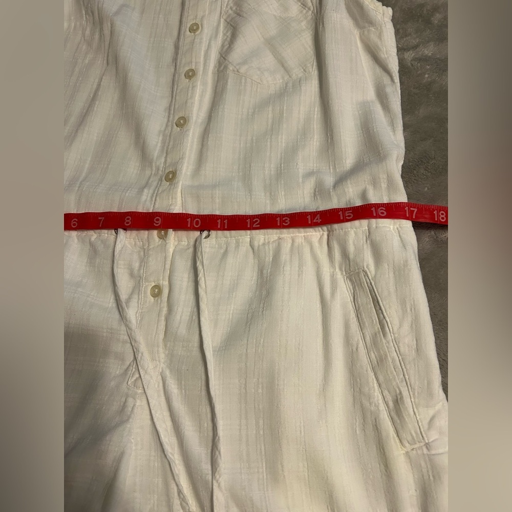 Abercrombie & Fitch White Romper XS Linen Look Lined Shorts Summer Chic - Picture 14 of 16